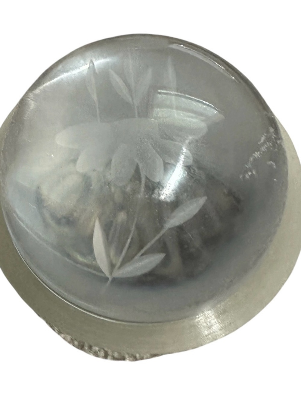 Princess House Clear Crystal Dome Paperweight with Rainbow Iridescence
